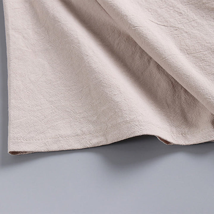 Buddha StonesゆったりメンズTシャツ 無地トップス 半袖 Vネック 通気性 リネンシャツ - image 11