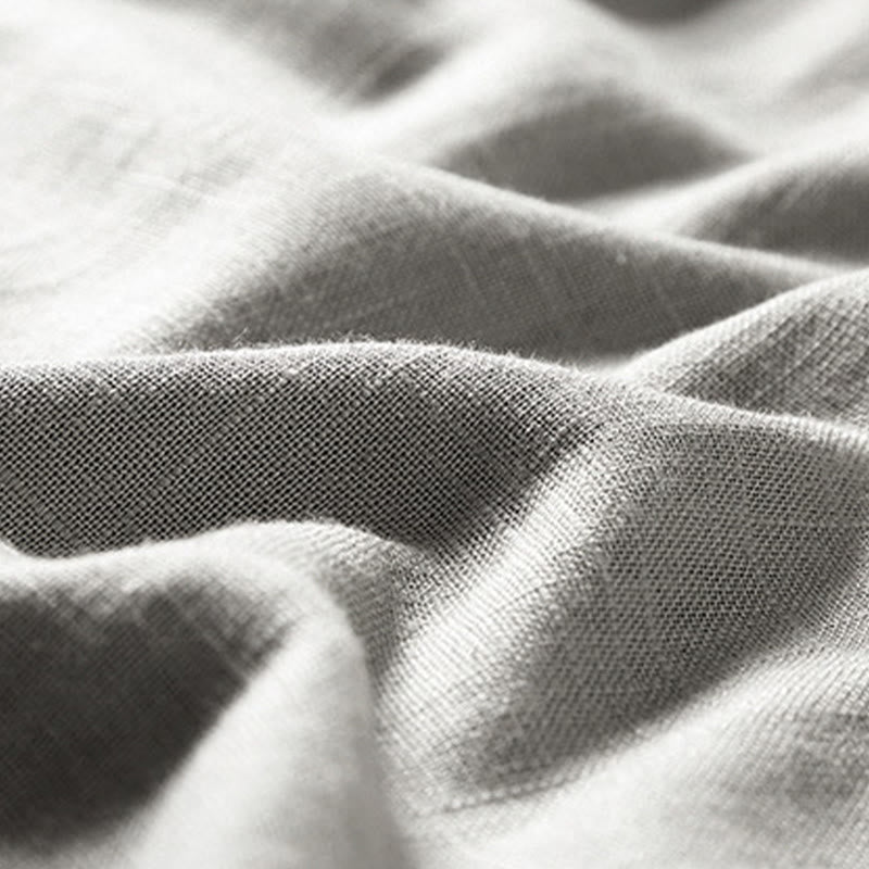 Buddha Stonesゆったりメンズシャツ 無地 ノッチネック トップス 半袖 快適 ボタン 通気性 コットンリネンシャツ - image 13