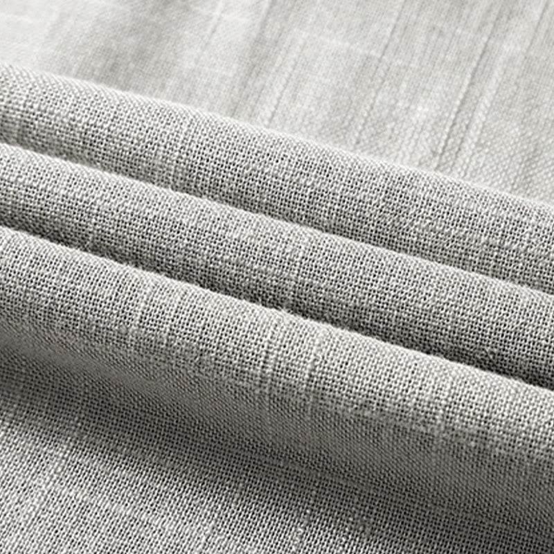 Buddha Stonesゆったりメンズシャツ 無地 ノッチネック トップス 半袖 快適 ボタン 通気性 コットンリネンシャツ - image 14