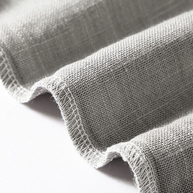 Buddha Stonesゆったりメンズシャツ 無地 ノッチネック トップス 半袖 快適 ボタン 通気性 コットンリネンシャツ - image 15