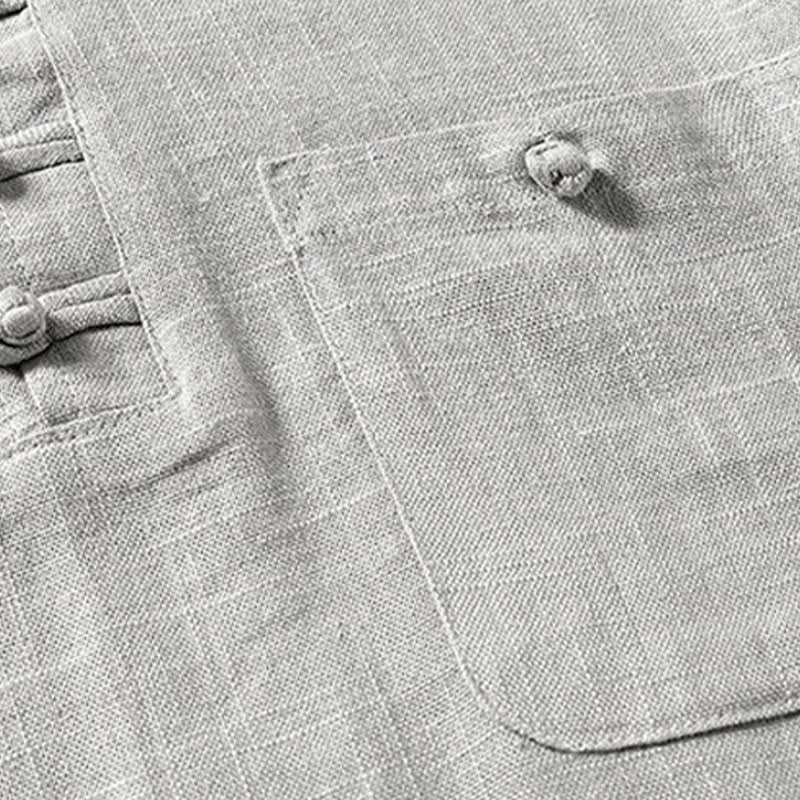 Buddha Stonesゆったりメンズシャツ 無地 ノッチネック トップス 半袖 快適 ボタン 通気性 コットンリネンシャツ - image 10