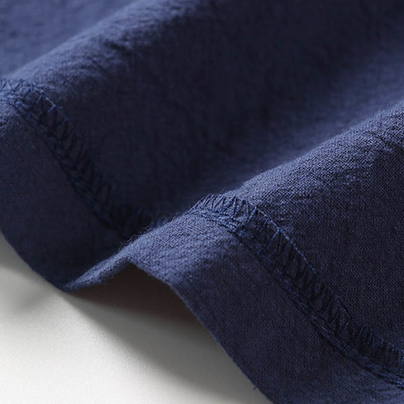 Buddha Stonesフェイクツーピースメンズ半袖カーディガン刺繍漢服快適コットンシャツ - image 9