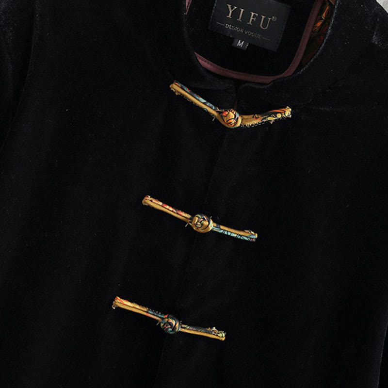 Buddha Stones唐装カエルボタンラウンドネックコットンメンズジャケットシャツ衣類 - image 1