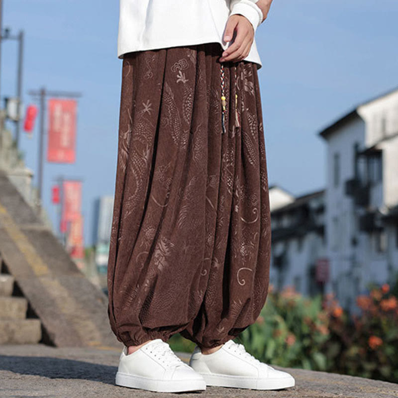 Buddha Stones龍模様カジュアル無地コットンメンズパンツ(ポケット付き) - image 6