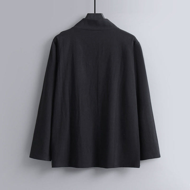 Buddha Stonesクロスカラーコットン唐装漢服トップスパンツメンズセット - image 5