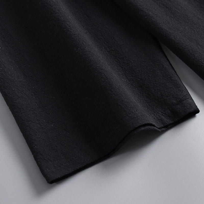 Buddha Stonesクロスカラーコットン唐装漢服トップスパンツメンズセット - image 7