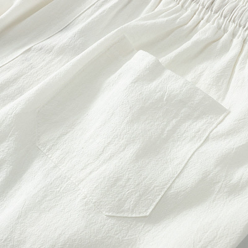 Buddha Stonesクロスカラーコットン唐装漢服トップスパンツメンズセット - image 24