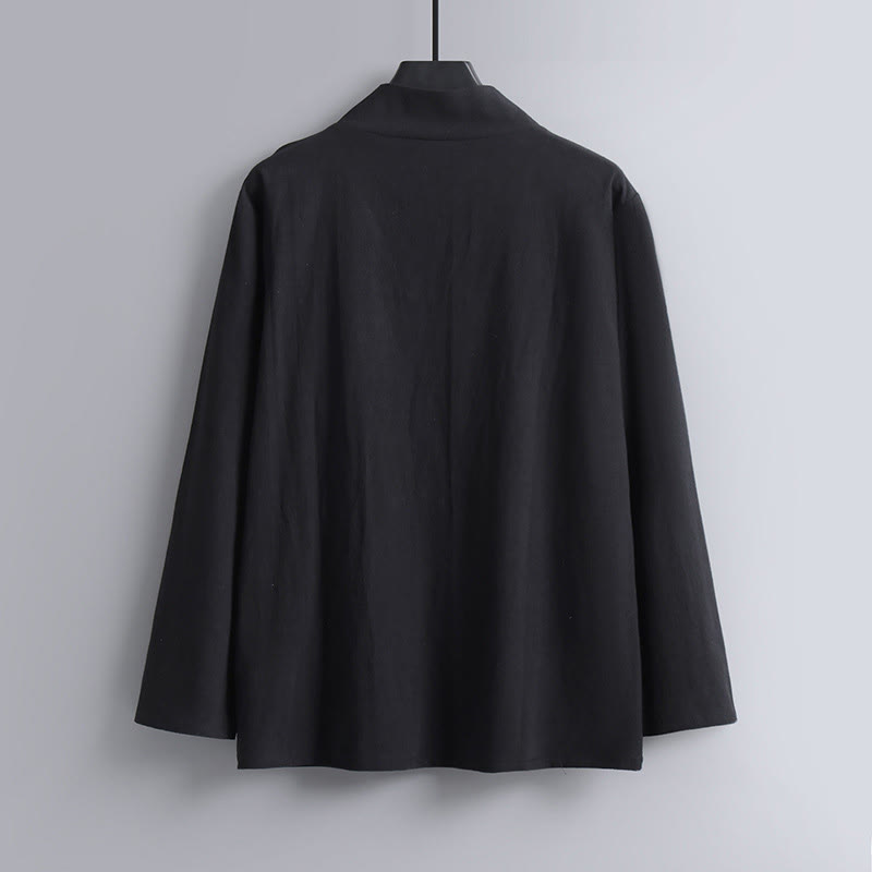 Buddha Stonesクロスカラークロップド丈ブルマーコットン唐装漢服トップスパンツ衣類メンズセット - image 11