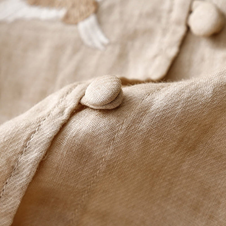 Buddha Stonesラウンドネックカジュアルブラウス刺繍長袖シャツコットンリネントップスレディースシャツ - image 10