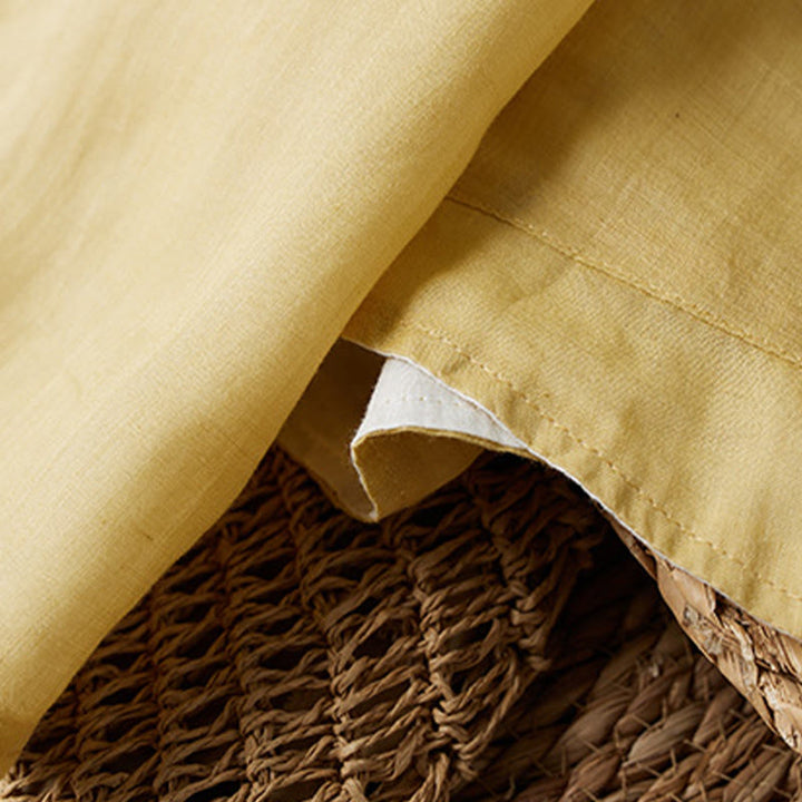 Buddha Stonesプラスサイズ Vネック カジュアル 無地 長袖シャツ コットンリネン レディース シャツ