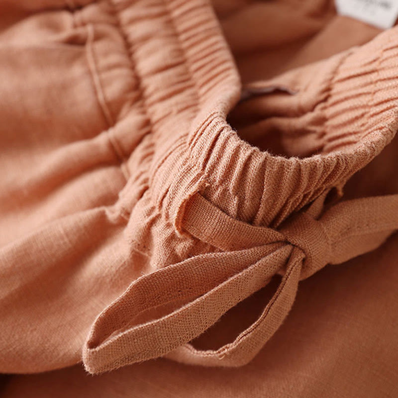 Buddha Stonesカジュアル ハイウエスト レースアップ ワイドレッグパンツ ポケット付き - image 2