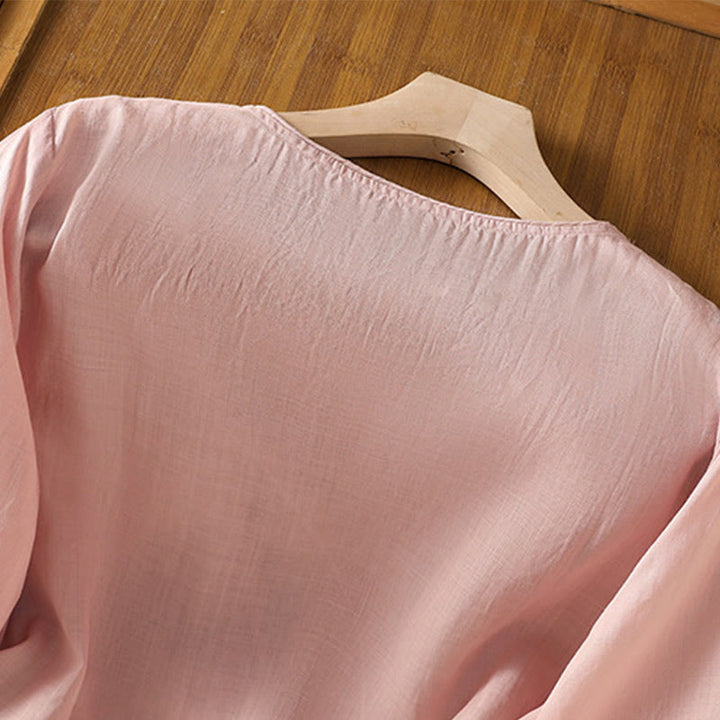 Buddha Stonesエスニック刺繍クルーネックコットンリネンプルオーバー - image 26