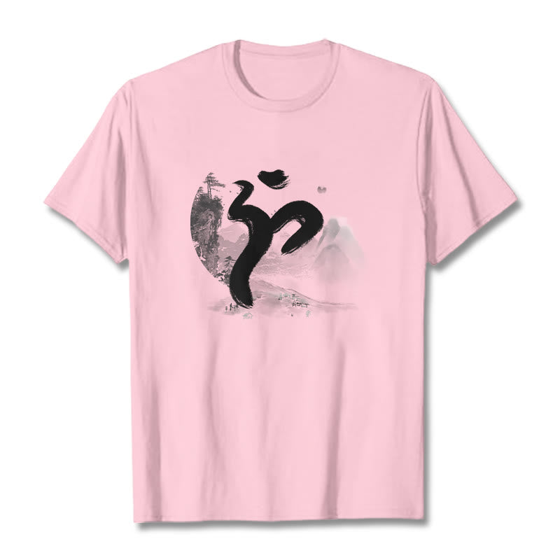 Buddha StonesOM 風景 コットン Tシャツ - ライトピンク - 2XL - image 16