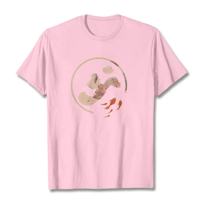 Buddha StonesOM 蓮鯉コットンTシャツ - ライトピンク - 2XL - image 13