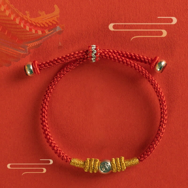 Buddha Stonesの赤い糸の漢字の守護ブレスレット