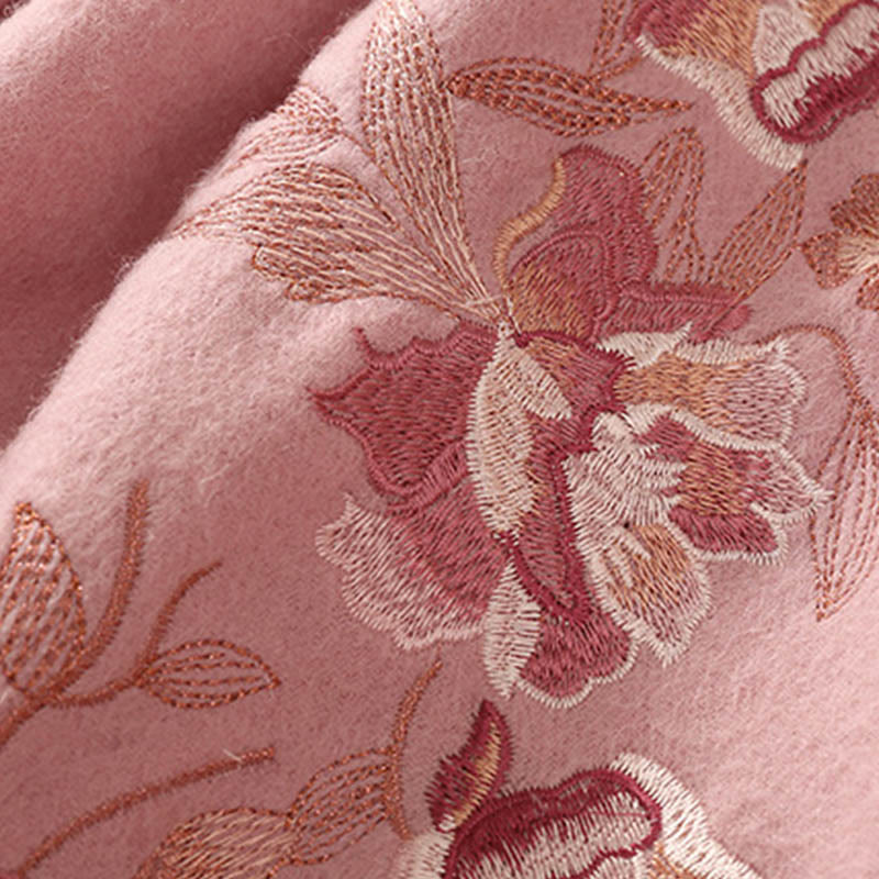 Buddha Stonesウールショール 花 葉 刺繍 タッセル 冬 心地よい 旅行用 スカーフ ラップ