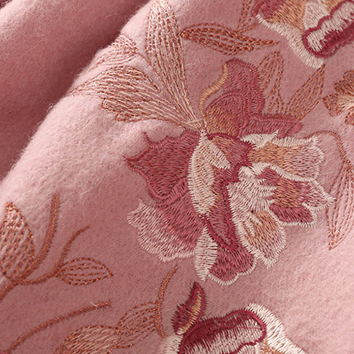 Buddha Stonesウールショール 花 葉 刺繍 タッセル 冬 心地よい 旅行用 スカーフ ラップ