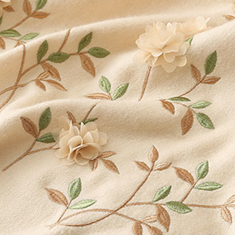 Buddha Stonesウールショール 3Dフローラル刺繍タッセル 冬用 心地よい旅行用スカーフラップ