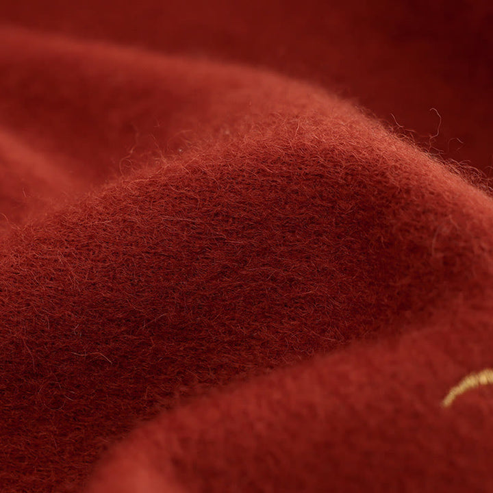 Buddha Stonesウールショール 赤い花 ゴールドスパンコール刺繍 タッセル 冬用 心地よい旅行用スカーフ ラップ