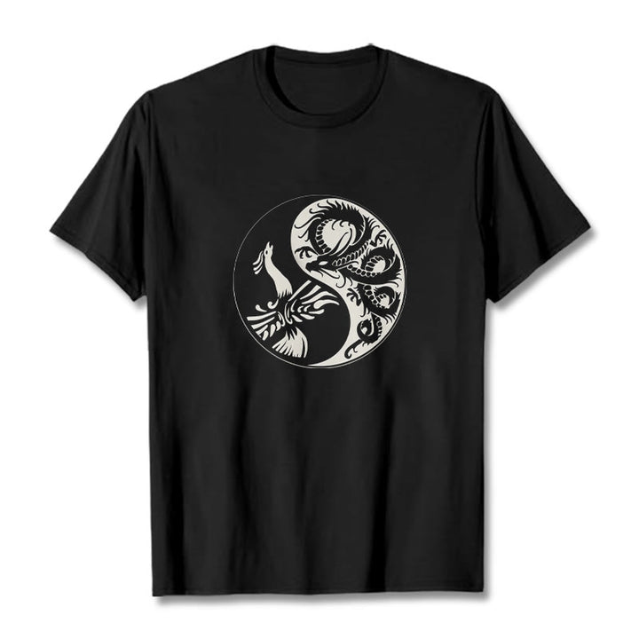 Buddha Stonesフェニックス陰陽コットンTシャツ - 黒 - 2XL - image 1