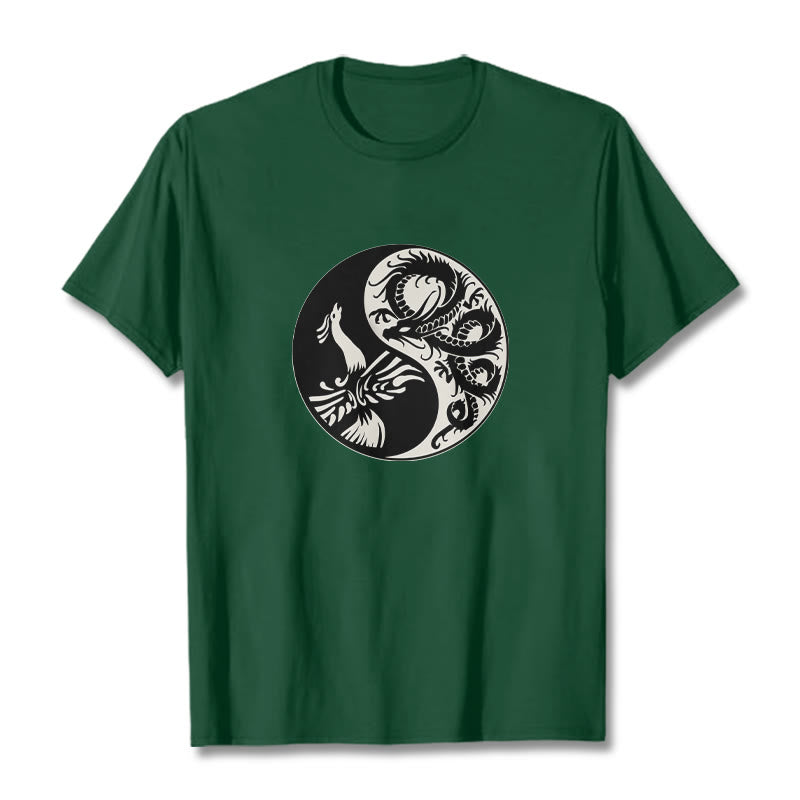 Buddha Stonesフェニックス陰陽コットンTシャツ - フォレストグリーン - 2XL - image 9