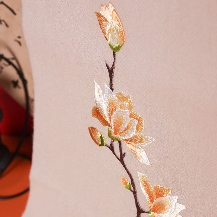 Buddha Stonesウールショール ユラン マグノリア 刺繍 タッセル 冬用 心地よい 旅行用スカーフ ラップ