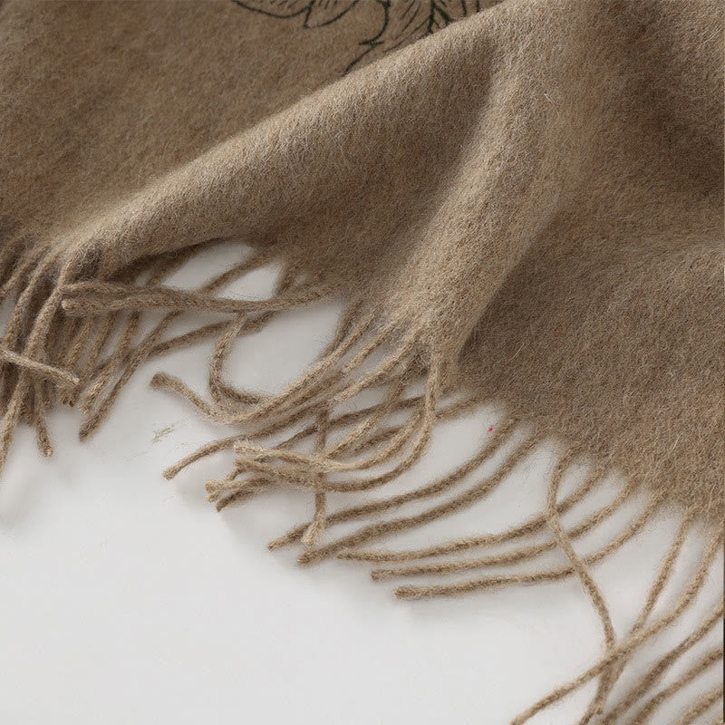 Buddha Stonesウールショール 赤い牡丹の刺繍タッセル 冬用 心地よい旅行用スカーフ ラップ