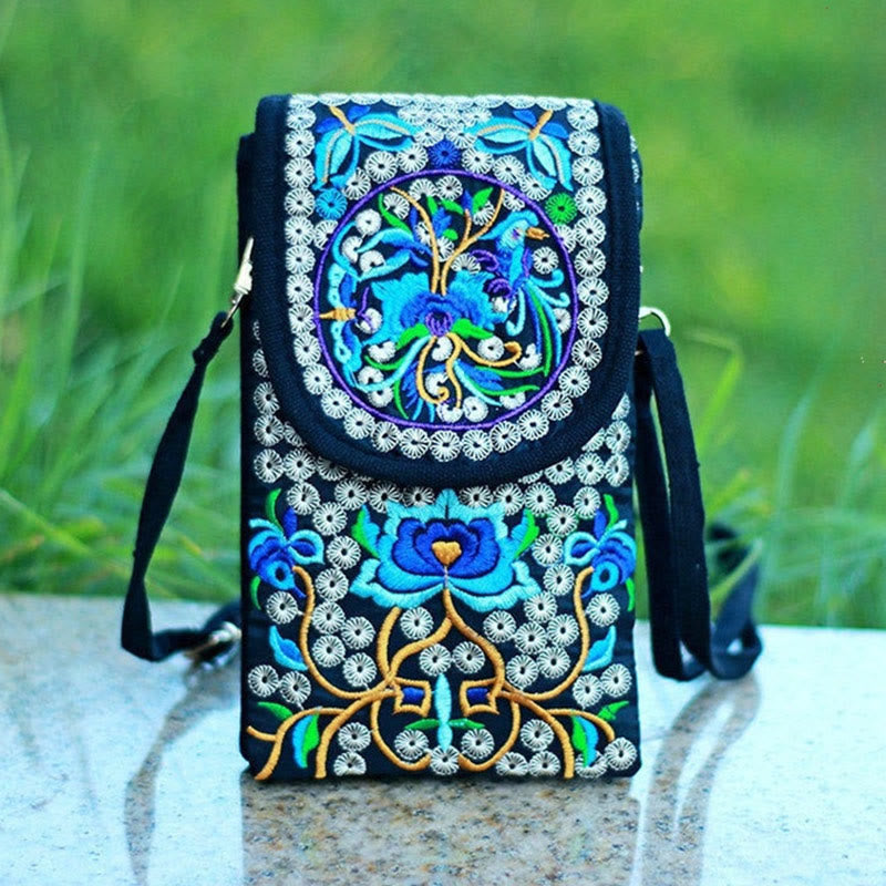 Buddha Stonesイヌラ フラワー ローズ 刺繍 キャンバス バックパック クロスボディバッグ