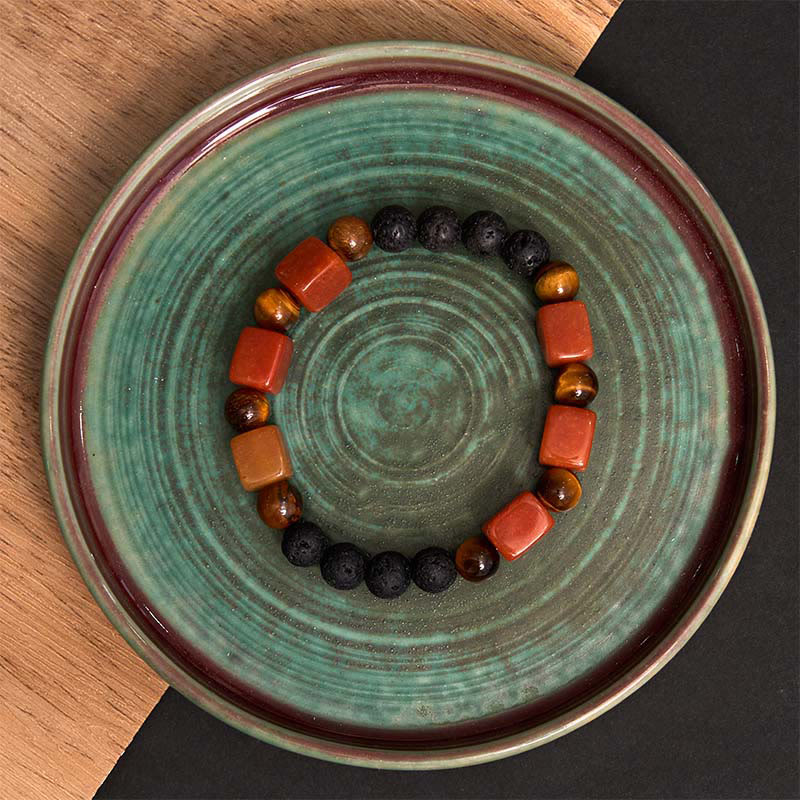 Buddha Stones各種クリスタルキューブアメジスト溶岩石サポートブレスレット