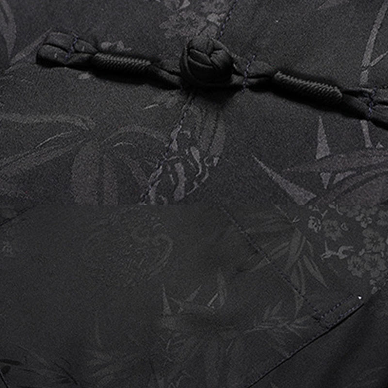 Buddha Stones石竹桃の花唐装漢服伝統制服半袖トップスパンツ衣類メンズセット