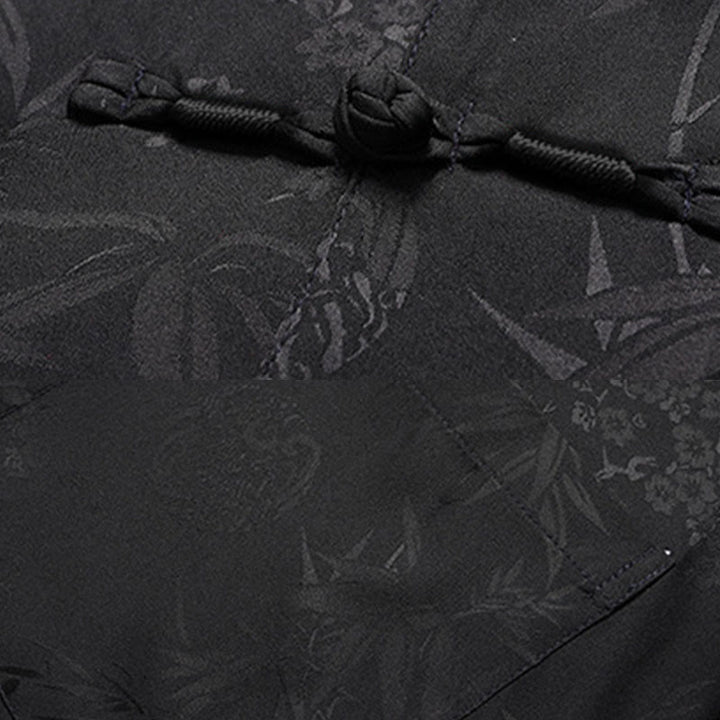 Buddha Stones石竹桃の花唐装漢服伝統制服半袖トップスパンツ衣類メンズセット