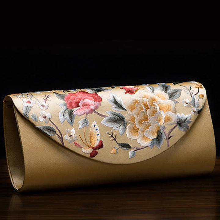 Buddha Stones牡丹チューリップ蘇刺繍ウェディングショッピング財布ハンドバッグクロスボディバッグ