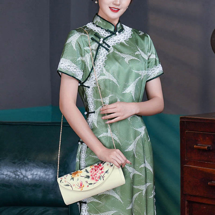 Buddha Stones牡丹チューリップ蘇刺繍ウェディングショッピング財布ハンドバッグクロスボディバッグ