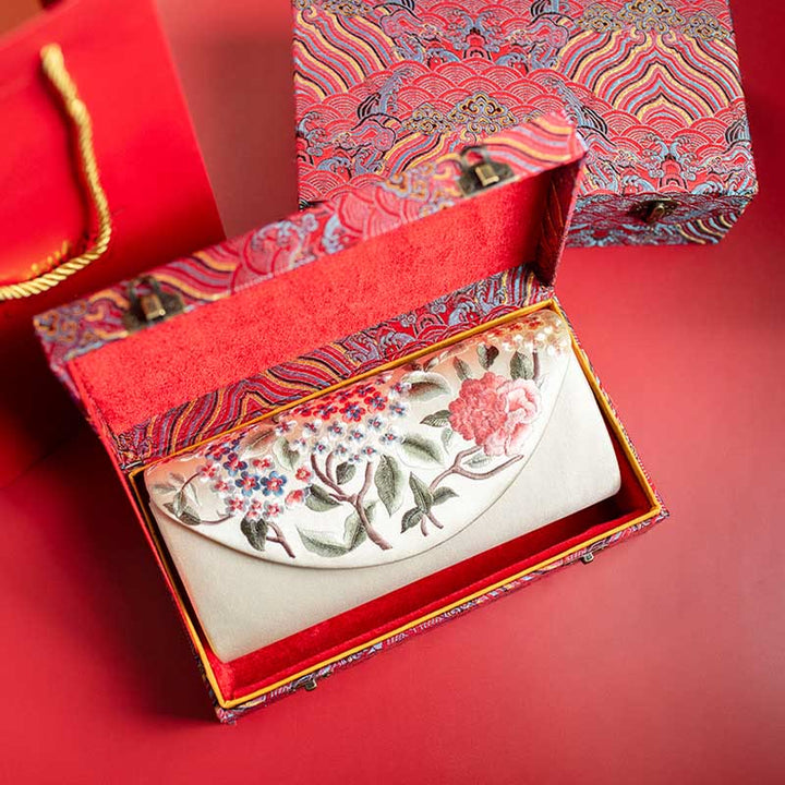 Buddha Stones牡丹チューリップ蘇刺繍ウェディングショッピング財布ハンドバッグクロスボディバッグ