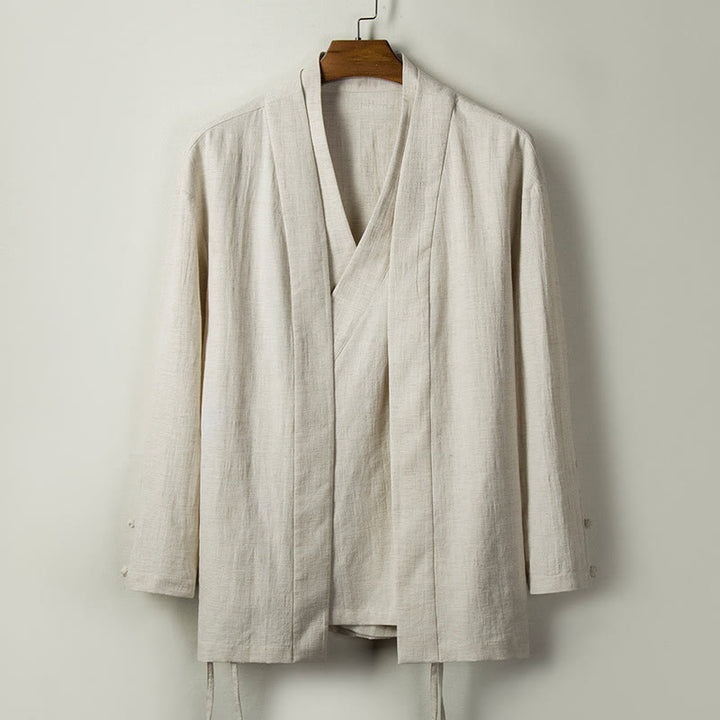 Buddha Stonesの秋の中国漢服コットンリネンメンズジャケット - リネン - US/UK/AU44、 EU54 (4XL) - image 7