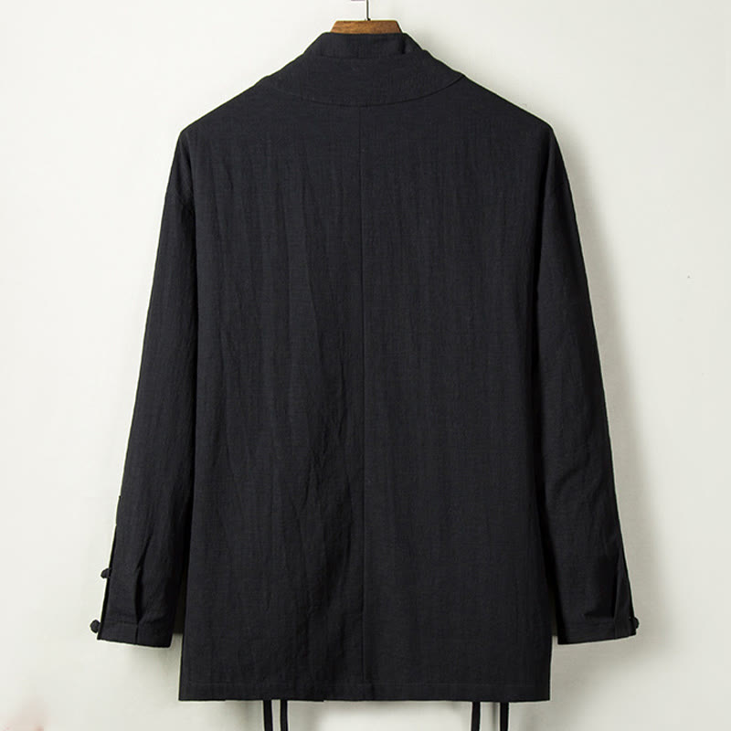 Buddha Stonesの秋の中国漢服コットンリネンメンズジャケット - image 6