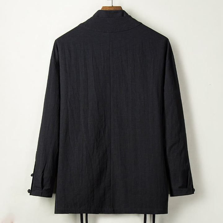 Buddha Stonesの秋の中国漢服コットンリネンメンズジャケット - image 6