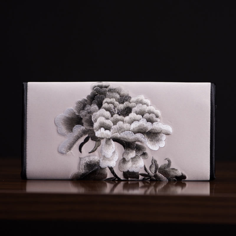 Buddha Stones牡丹花蘇刺繍の旅ショッピング長財布ハンドバッグ