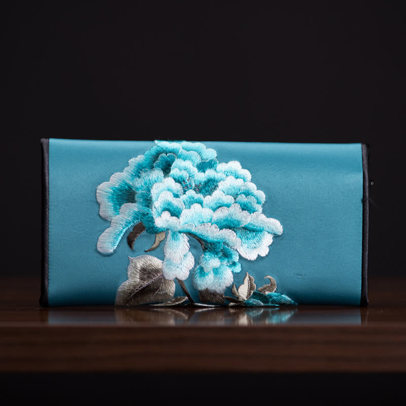 Buddha Stones牡丹花蘇刺繍の旅ショッピング長財布ハンドバッグ