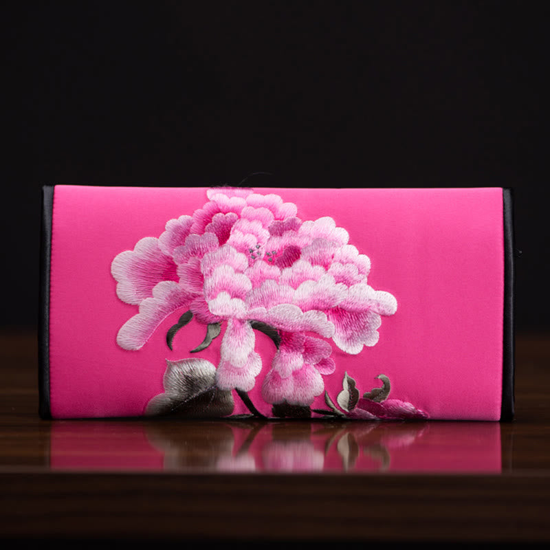 Buddha Stones牡丹花蘇刺繍の旅ショッピング長財布ハンドバッグ