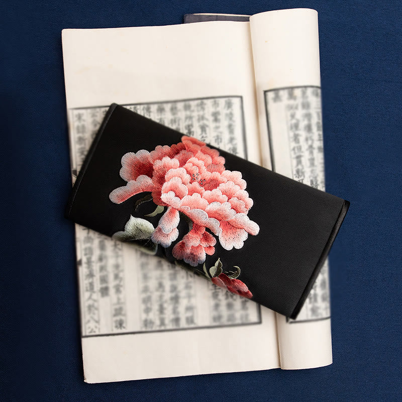 Buddha Stones牡丹花蘇刺繍の旅ショッピング長財布ハンドバッグ