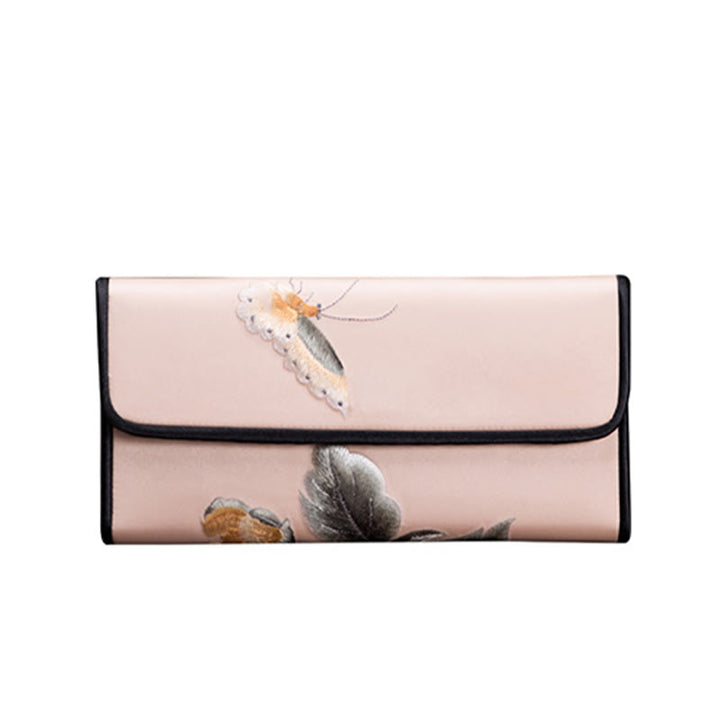 Buddha Stones牡丹花蘇刺繍の旅ショッピング長財布ハンドバッグ