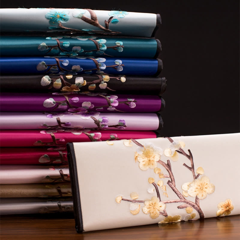 Buddha Stones梅の花 蘇刺繍 旅 ショッピング 長財布 ハンドバッグ