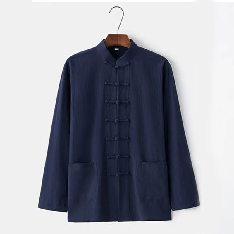 Buddha Stones 2点セット 唐装 伝統 カエルボタン ユニフォーム 長袖 シャツ パンツ メンズ セット - image 14