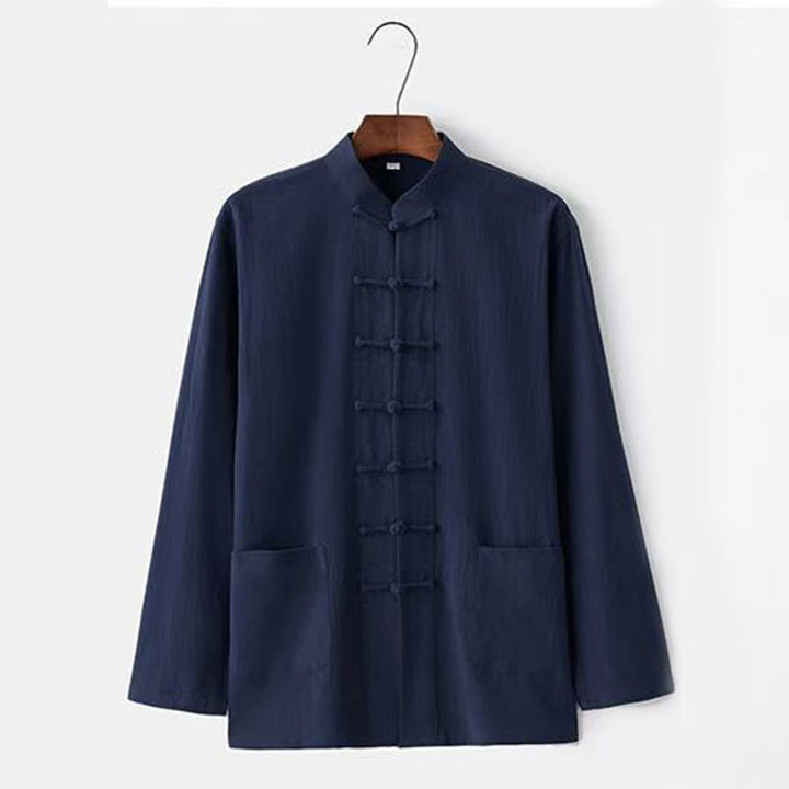 Buddha Stones 2点セット 唐装 伝統 カエルボタン ユニフォーム 長袖 シャツ パンツ メンズ セット - image 14