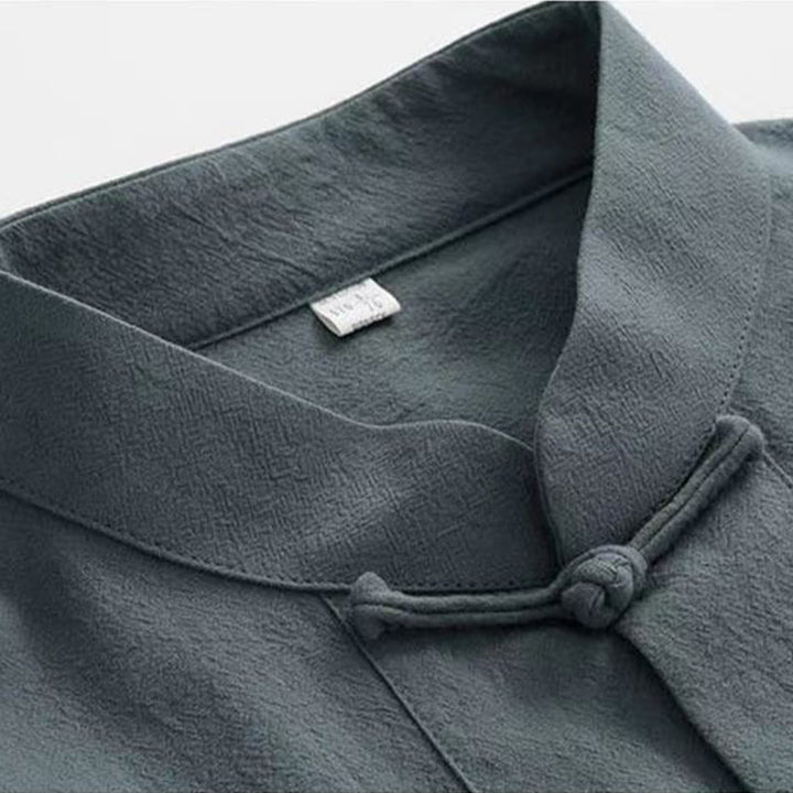 Buddha Stones 2点セット 唐装 伝統 カエルボタン ユニフォーム 長袖 シャツ パンツ メンズ セット - image 9