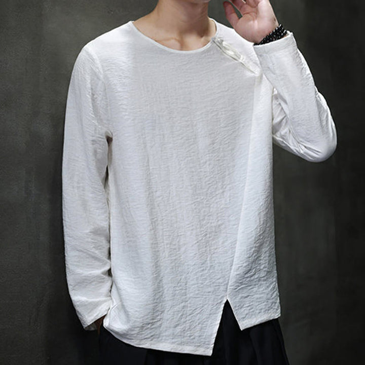 Buddha Stones秋 無地 ラウンドネック 長袖 Tシャツ コットン メンズ 服 - image 15