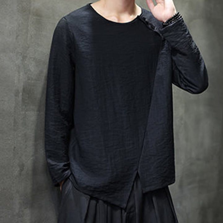 Buddha Stones秋 無地 ラウンドネック 長袖 Tシャツ コットン メンズ 服 - image 27