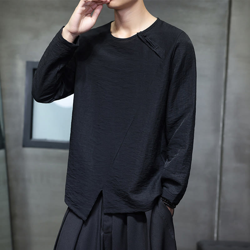 Buddha Stones秋 無地 ラウンドネック 長袖 Tシャツ コットン メンズ 服 - image 30