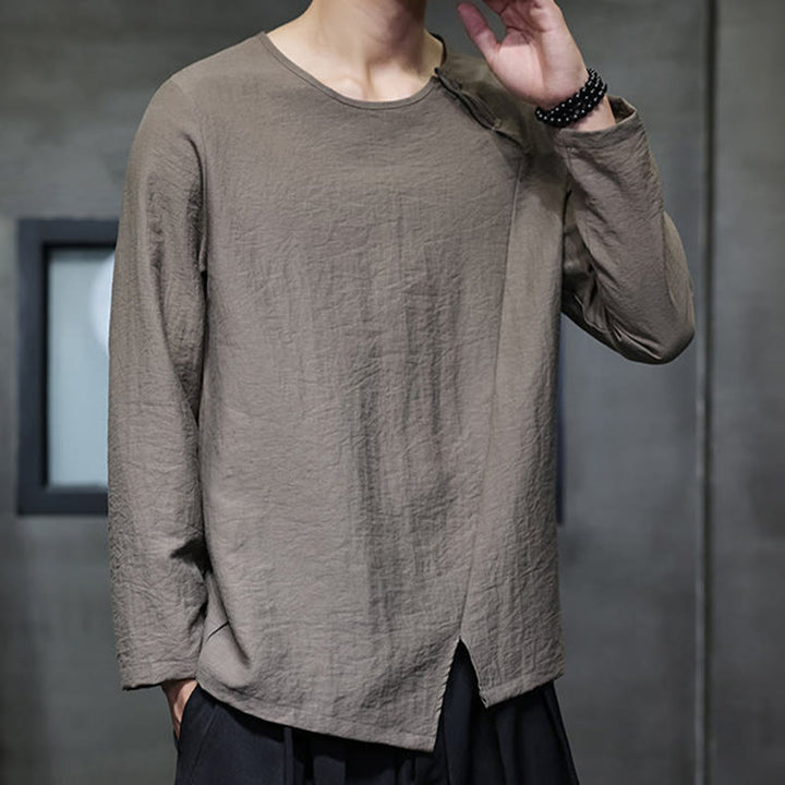 Buddha Stones秋 無地 ラウンドネック 長袖 Tシャツ コットン メンズ 服 - image 35